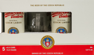 Пиво 5х0.5л 5% світле фільтроване пастеризоване + кухоль 0.3л Budweiser Budvar к/у