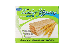 Хлібці хрусткі дієтичні пшеничні вівсяно-кукурудзяні Хлібці-Удальці м/у 100г