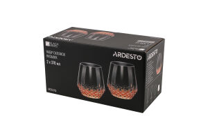 Склянка Black Mars Favola 370мл прозоро-золотиста скло низька 2шт Ardesтo