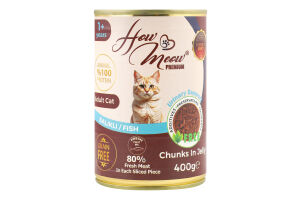 Корм д/дорослих котів з рибою 400г ж/б How Meow