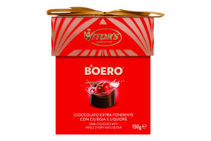 Цукерки праліне з темного шоколаду з вишнею та лікером Il boero Witor's к/у 150г