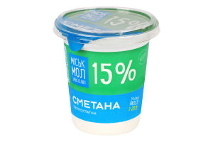 Сметана 15% термостатна Міськмолзавод №1 ст 300г