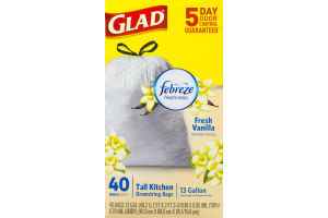 Glad Tall Kitchen 13 Gallon Drawstring Bags Fresh Vanilla - 40 CT