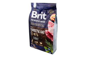 Корм сухий для собак з надмірною вагою Turkey&Oat Light Premium Nature Brit м/у 3кг