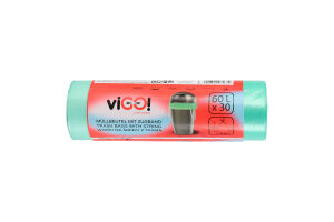 Пакети д/сміття viGO! HD із зав’язками зелені 60л