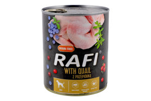 Корм д/собак з перепілкою 800г ж/б Рафі