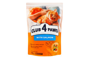 Корм сухий повнораціонний для дорослих котів З лососем Premium Club 4 Paws д/п 900г