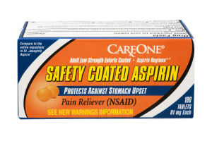 CareOne Safety Coated Aspirin Adult Low Strength Pain Reliever - 180 CT