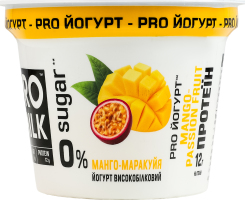 Йогурт 3% высокобелковый с наполнителем и подсластителем без добавления сахара Манго-маракуйя Pro Milk ст 200г