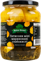 Патиссоны мини маринованные слабокислые стерилизованные Премиум Natur Bravo в/с c/б 670г