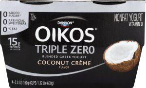 Dannon Oikos Triple Zero Blended Nonfat Greek Yogurt Coconut Creme - 4 CT