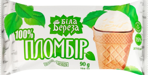 Мороженое 15% пломбир с кондитерской глазурью в вафельном стаканчике Біла Береза м/у 90г