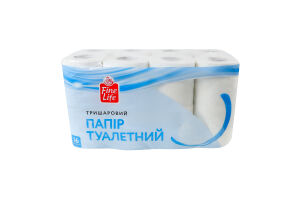 Папір туалетний 3-х шаровий Fine Life 16шт