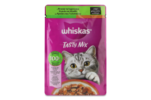 Корм консервированный полнорационный для взрослых котов С ягненком и индейкой в соусе TastyMix Whiskas д/п 85г