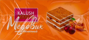 Торт бісквітний Медовик з вишнями 325г коробка Kalush Bakery
