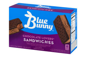Blue Bunny Chocolate Lovers Sandwiches - 8 CT