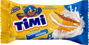 Тістечко бісквітне неглазуроване зі смаком пряженого молока Timi м/у 35г