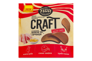 Гренки ржано-пшеничные волнистые Бекон и горчица Craft Bread chips Flint д/п 80г