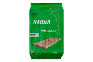 Хлібці хрусткі без дріжджів без цукру Три злаки Galleti м/у 100г
