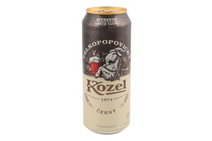 Пиво 0.5л 3.7% темное фильтрованное пастеризованное Černý Velkopopovicky Kozel ж/б