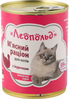 Корм д/котів М"ясний раціон Класична серія з індичкою 360г ж/б Леопольд