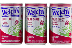 Welch's Fruit Shot 100% Juice Raspberry Lime Cans - 6 CT