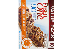 Fiber One 90 Calorie Chewy Bars Chocolate Peanut Butter Value Pack - 10 CT