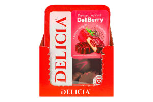 Печенье сдобное с соком клубники с льном DeliBerry Delicia лоток 180г