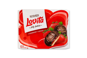 Печенье сдобное с желейной начинкой Клубника Jelly Cookies Lovita Roshen м/у 420г