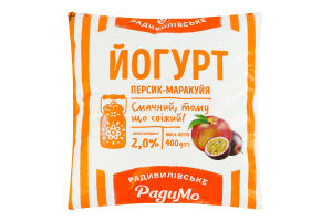 Йогурт 2% Персик-маракуйя РадиМо м/у 400г