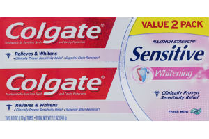 Colgate Sensitive Whitening Maximum Strength Toothpaste Fresh Mint - 2 CT