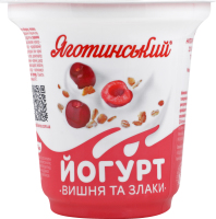 Йогурт 2.1% з фруктовим наповнювачем Вишня та злаки Яготинський ст 260г