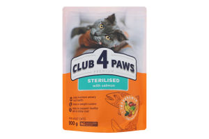 Корм д/дорослих стерилізованих котів Premium з лососем сухий 900г Club 4 Paws