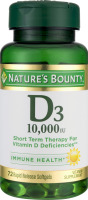 Nature's Bounty D3-10,000IU Vitamin Supplement Softgels - 72 CT