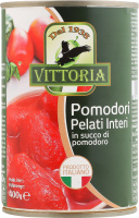 Помідори цілі в томатному соці без шкірки Vittoria з/б 400г