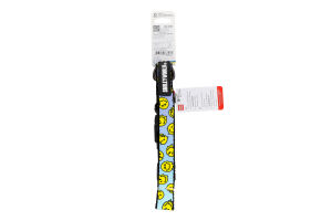 Нашийник д/собак Смайли на блакитному з QR паспортом нейлон пластиковий фастекс р.L 25мм L33-49см WauDog