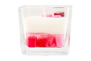 Свічка Сердечки квадратний стакан на 28годин 6*7см Строїч