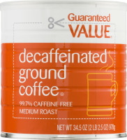 Guaranteed Value Decaffeinated Ground Coffee Medium Roast