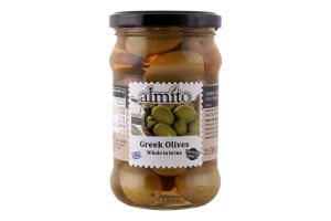 Оливки зелені сорту Халкідікі з кісточкою в розсолі Greek Almito с/б 310г