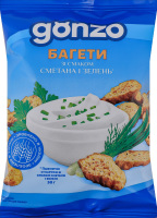 Сухарики пшеничные со вкусом сметаны и зелени Багеты Gonzo м/у 50г