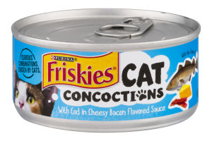 Friskies Cat Food Cat Concoction With Cod in Cheesy Bacon Flavored Sauce