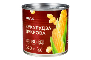 Кукуруза сахарная консервированная из целых зерен Novus в/с ж/б 340г