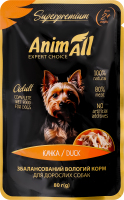 Корм д/дорослих собак Качка 80г пауч AnimAll