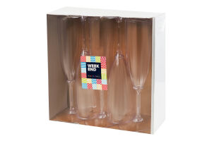 Келих для шампанського пластиковий прозорий міцний 150мл Karnaval Weekend 5шт