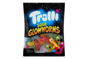 Цукерки жувальні ароматизовані Sour glowworms Trolli м/у 100г
