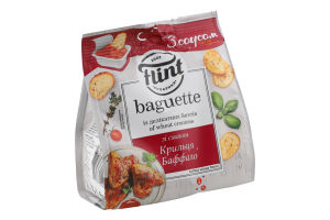 Сухарики пшеничные Крылышки Баффало 50г + соус Кисло-сладкий 15г Baguette Flint м/у 65г