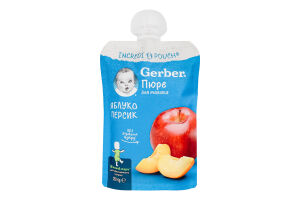 Пюре фруктовое для детей от 6мес пастеризованное Яблоко-персик Gerber д/п 150г