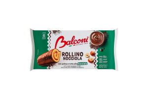 Рулет бисквитный с ореховой крем-начинкой и какао-глазурью Rollino alla nocciola Balconi м/у 6х37г