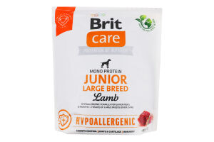Корм сухой полнорационный для молодых собак Lamb Hypoallergenic Junior Large Breed Care Brit 1кг