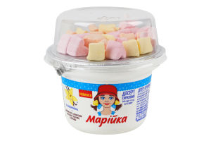 Десерт творожный 5% Ваниль 140г + маршмеллоу с ароматами апельсина, клубники и персика 9г Марійка ст 149г